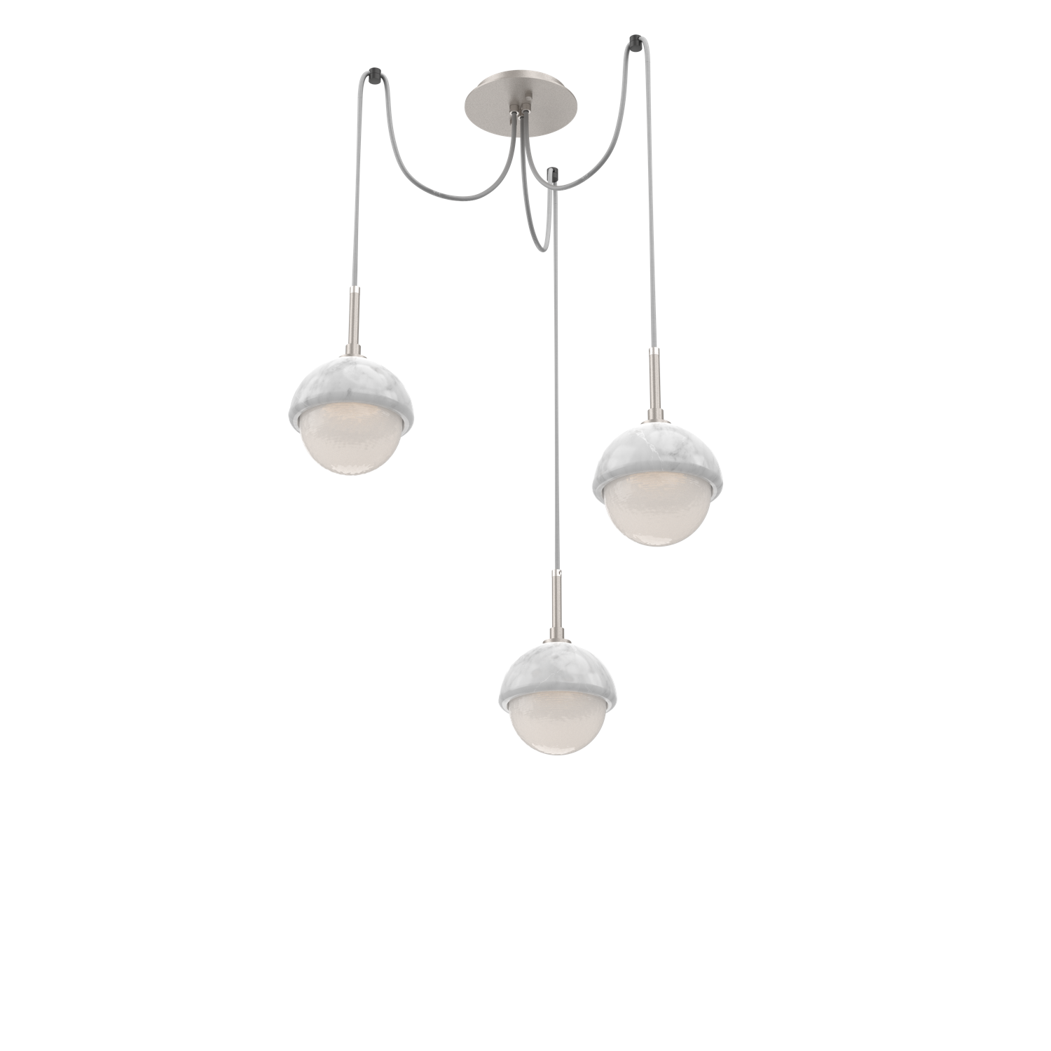 SCB0093-03-BS-WL-WM-Hammerton-Studio-Cabochon-3-light-swag-multi-pendant-chandelier-beige-silver-finish-opal-white-glass-shades-white-marble-stone-accent-LED-lamping