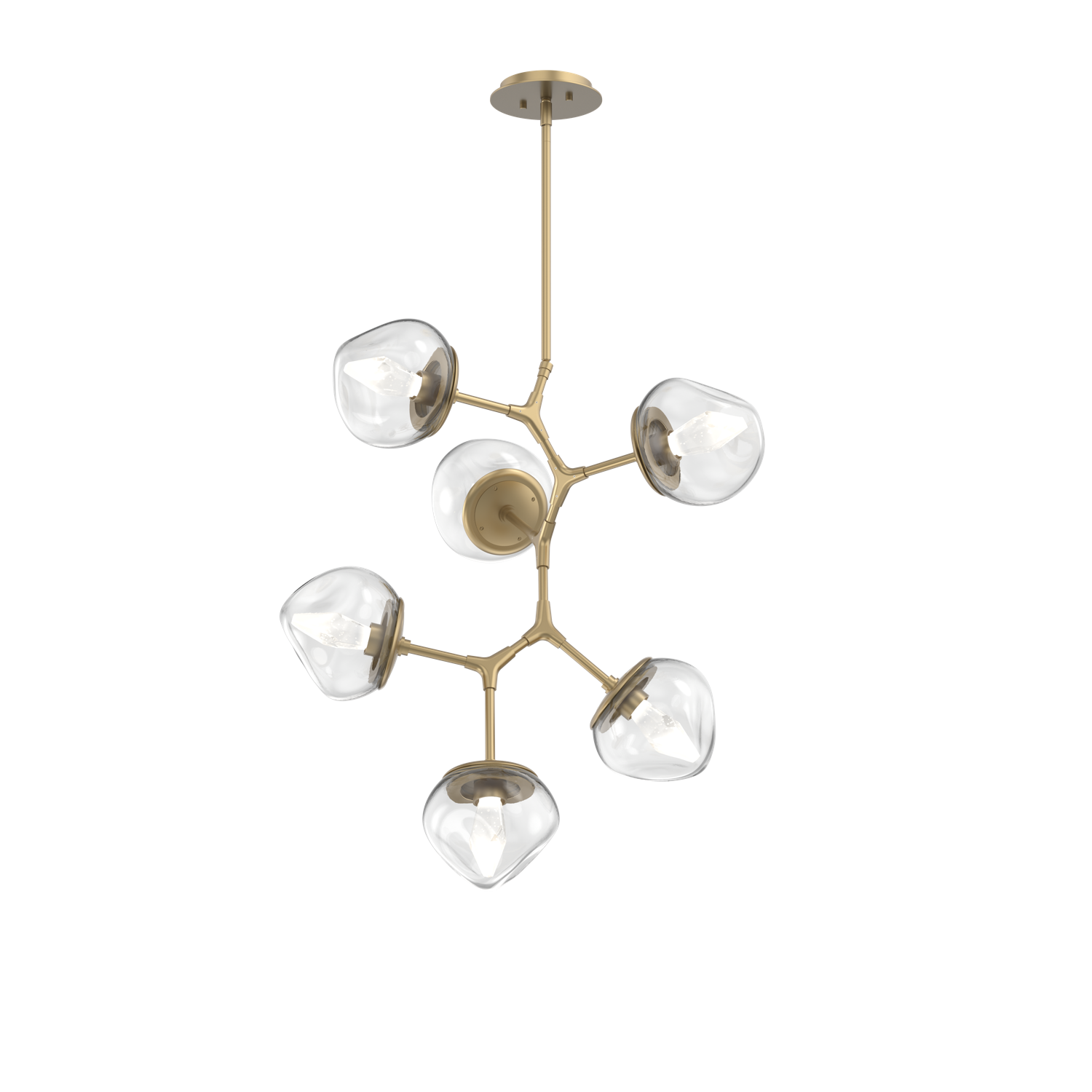 CHB0095-VA-GB-GC-Hammerton-Studio-Luna-6-light-modern-vine-chandelier-with-gilded-brass-finish-and-clear-cast-glass-diffusers-and-LED-lamping