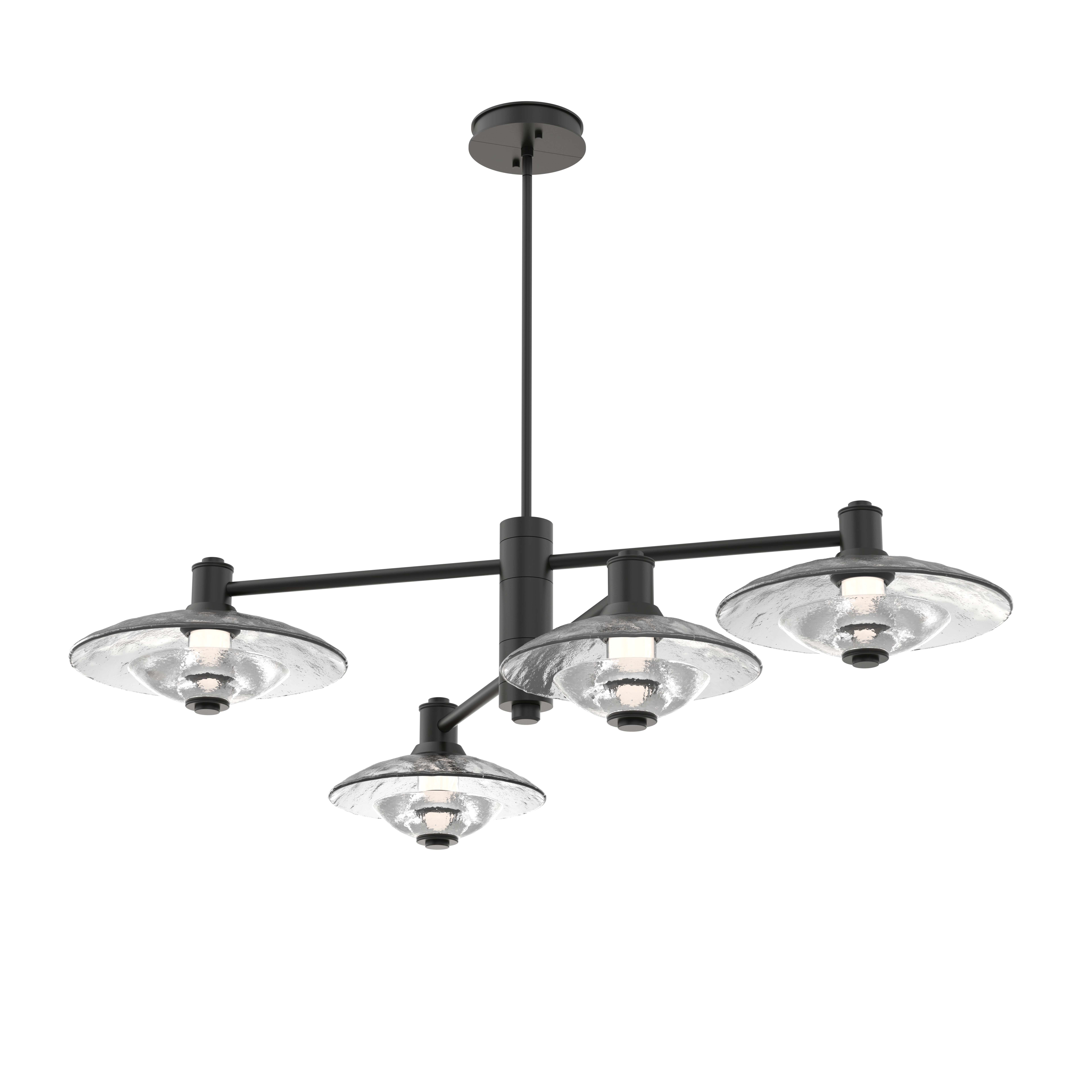 CHB0098-L4-MB-CG-Hammerton-Studio-Cirrus-4-piece-mobile-chandelier-with-matte-black-finish-and-clear-granite-glass-shades-and-LED-lamping