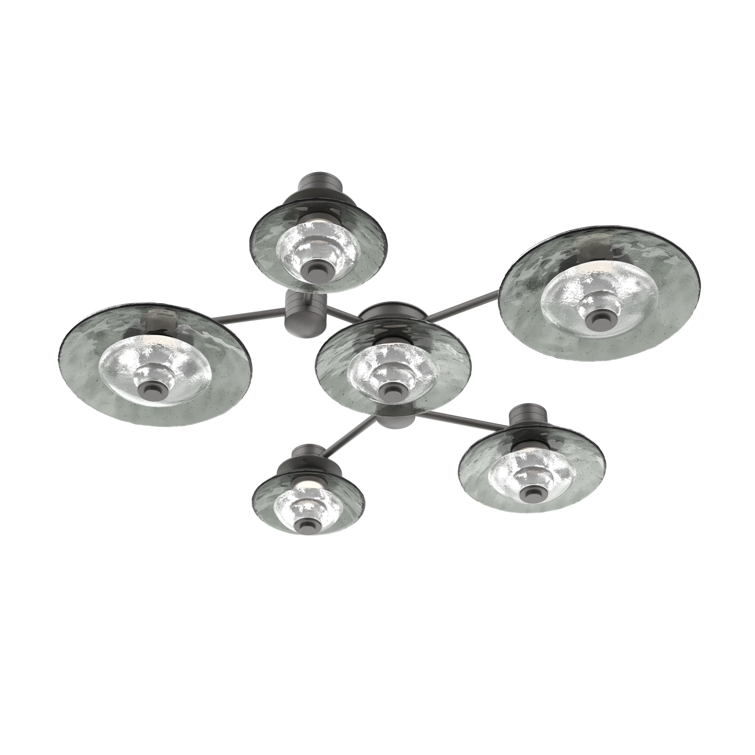 SMB0098-H6-GP-SG-Hammerton-Studio-Cirrus-6-piece-round-hub-and-spoke-light-fixture-with-graphite-finish-and-smoke-granite-glass-shades-and-LED-lamping